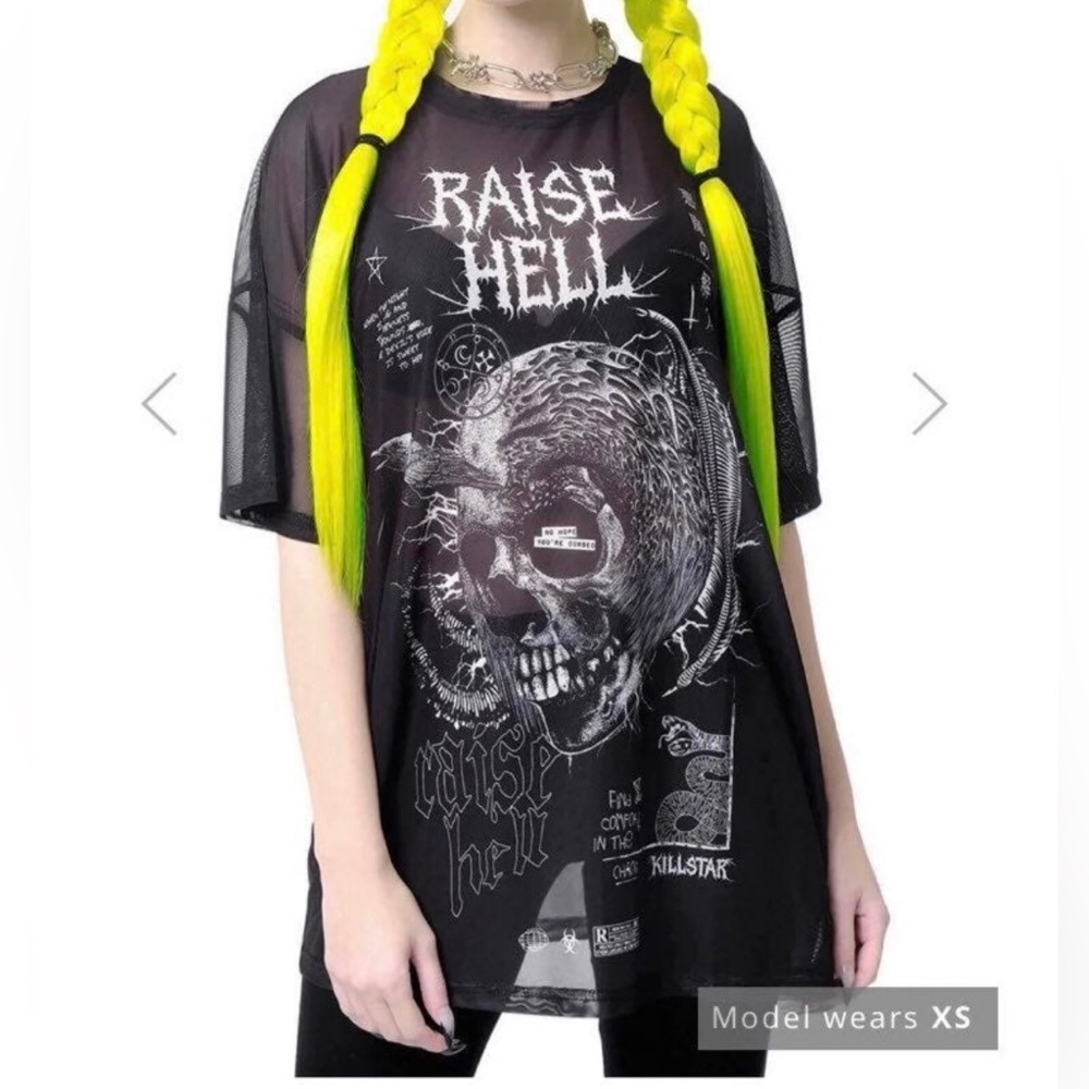 Kill Star Raise Hell Mesh Boyfriend Tee